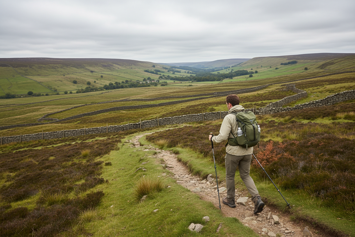 Hiker with Adjustable walking poles
