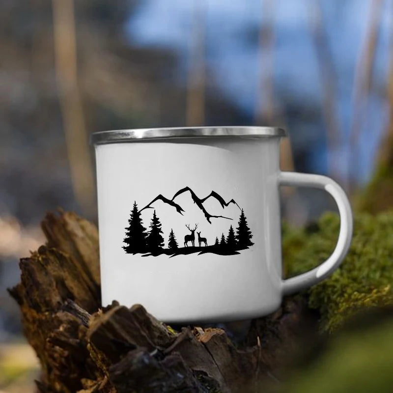 White mug with Deer